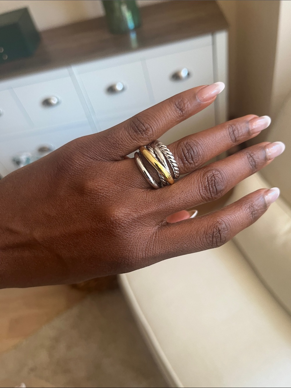 Mixed Metal Stackable Women's Ring - Gold & Silver